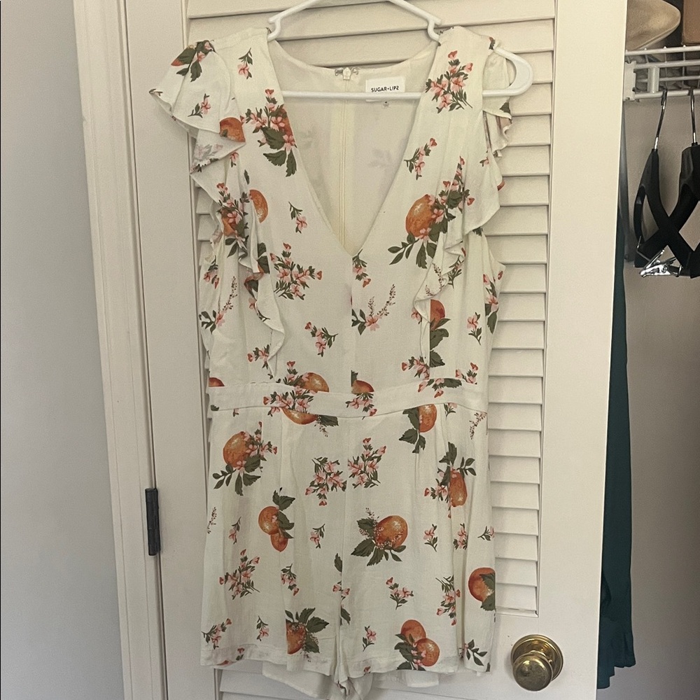 Floral and Fruit Print Romper